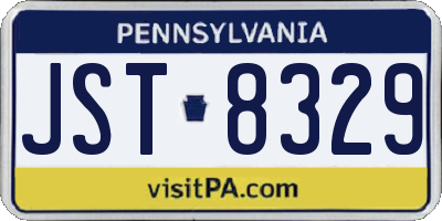 PA license plate JST8329