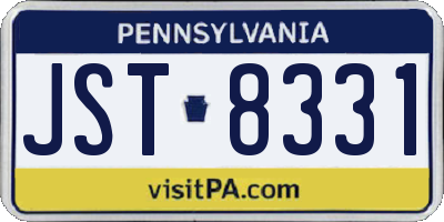 PA license plate JST8331