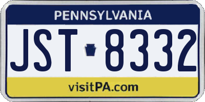 PA license plate JST8332