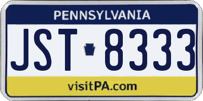 PA license plate JST8333