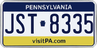 PA license plate JST8335