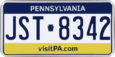 PA license plate JST8342
