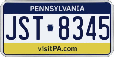 PA license plate JST8345