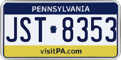 PA license plate JST8353
