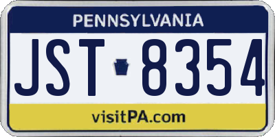 PA license plate JST8354