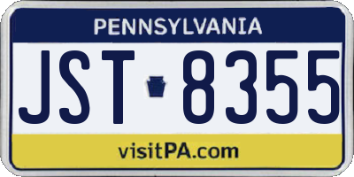 PA license plate JST8355