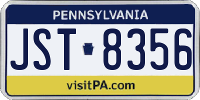 PA license plate JST8356