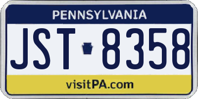 PA license plate JST8358
