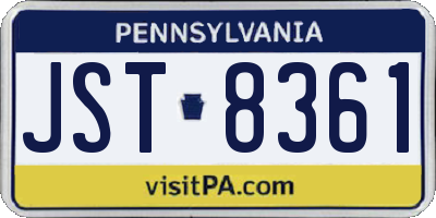 PA license plate JST8361