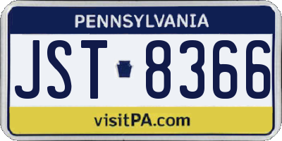 PA license plate JST8366