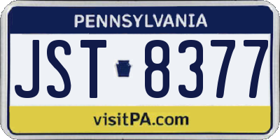 PA license plate JST8377