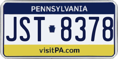 PA license plate JST8378