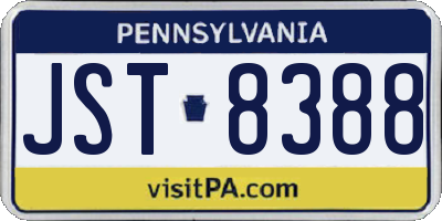 PA license plate JST8388