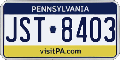 PA license plate JST8403