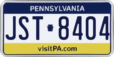 PA license plate JST8404