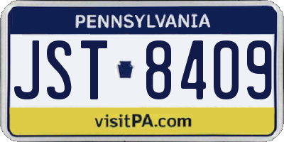 PA license plate JST8409