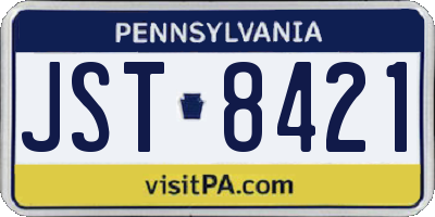 PA license plate JST8421