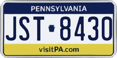 PA license plate JST8430