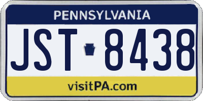 PA license plate JST8438