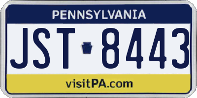 PA license plate JST8443