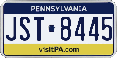 PA license plate JST8445