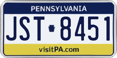 PA license plate JST8451