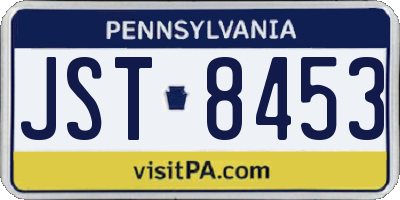 PA license plate JST8453