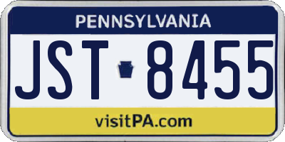 PA license plate JST8455