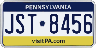 PA license plate JST8456