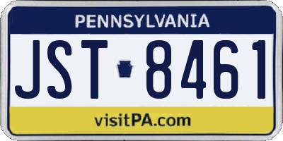 PA license plate JST8461