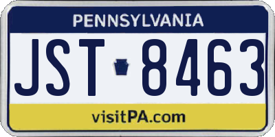 PA license plate JST8463