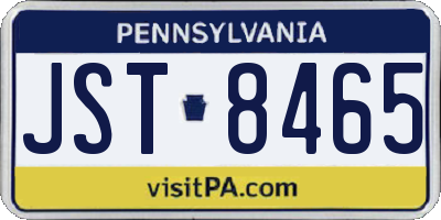 PA license plate JST8465