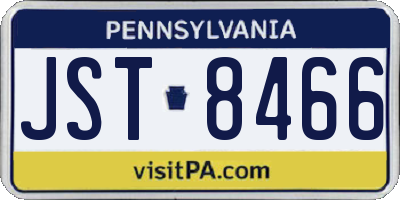 PA license plate JST8466