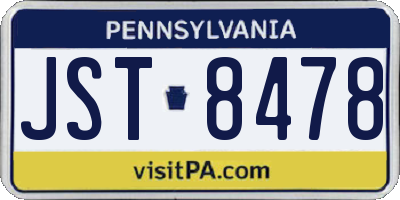 PA license plate JST8478