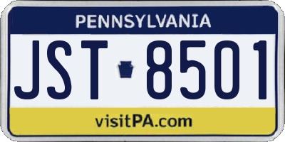 PA license plate JST8501