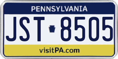 PA license plate JST8505
