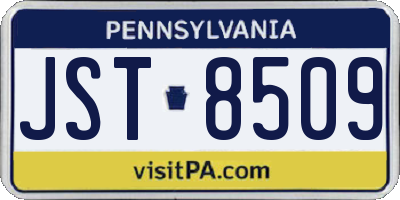 PA license plate JST8509