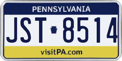PA license plate JST8514
