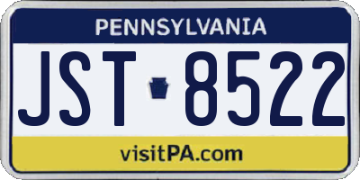 PA license plate JST8522