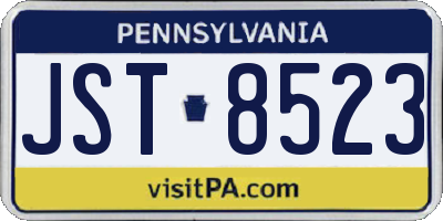 PA license plate JST8523