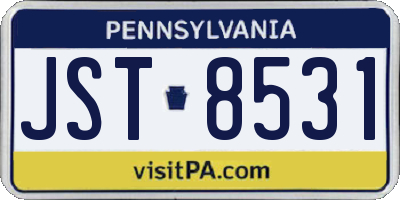 PA license plate JST8531