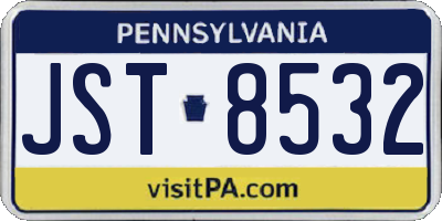 PA license plate JST8532