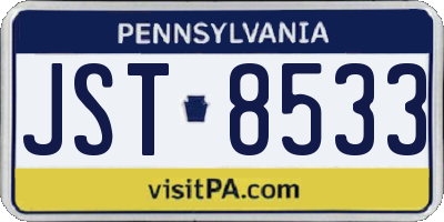 PA license plate JST8533