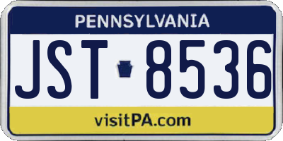 PA license plate JST8536