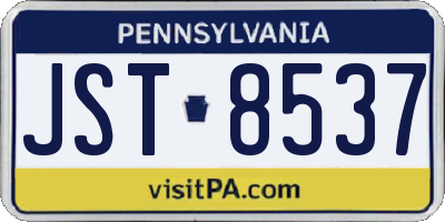 PA license plate JST8537