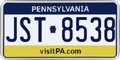 PA license plate JST8538