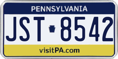 PA license plate JST8542