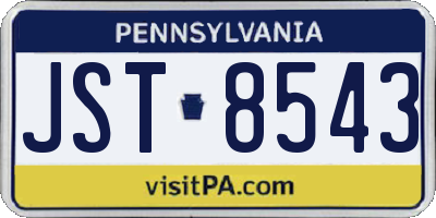 PA license plate JST8543