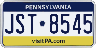 PA license plate JST8545