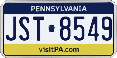 PA license plate JST8549